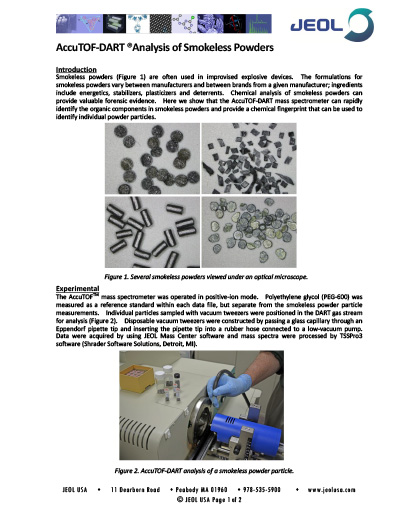 AccuTOF-DART® Analysis of Smokeless Powders